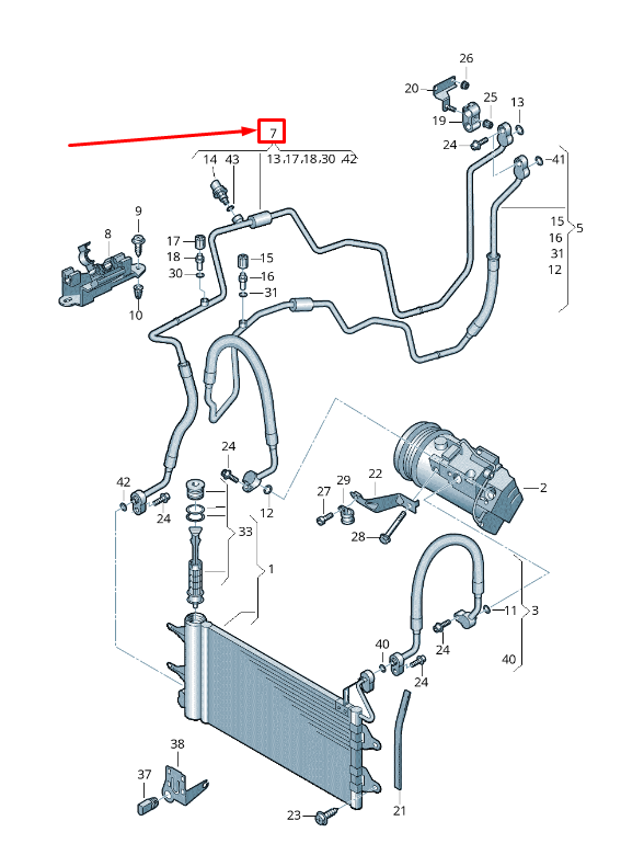 new audi a1 mk1 a/c refrigerant line 6r2820741ac original