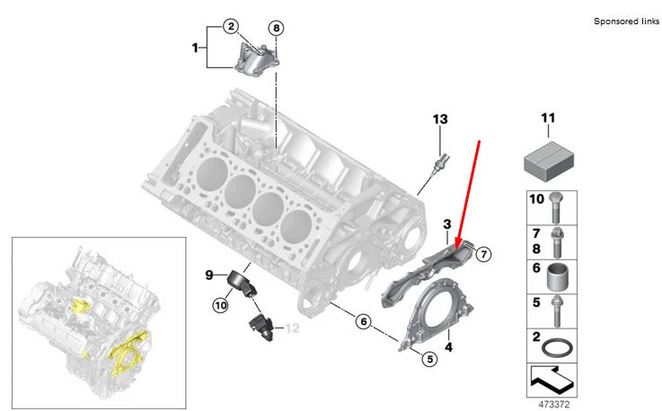 NEW BMW X5 E70 REAR COOLANT PASSAGE COVER 11148483799 8483799 ORIGINAL