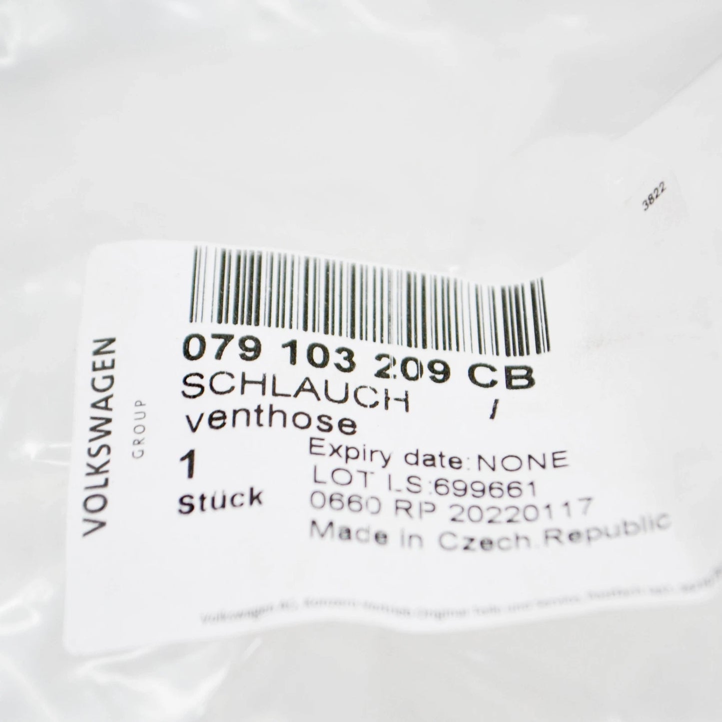 NEW AUDI RS4 AVANT QUATTRO B8 LEFT VENT HOSE 079103209CB ORIGINAL