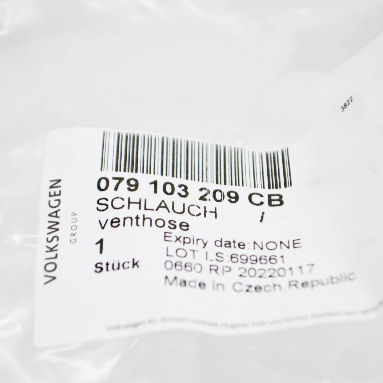 NEW AUDI RS4 AVANT QUATTRO B8 LEFT VENT HOSE 079103209CB ORIGINAL