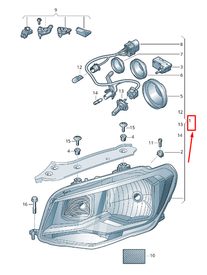 new vw caddy iv sa mk6 front right headlight rhd 2k2941016b original