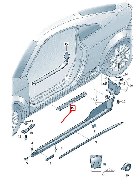 NEW AUDI TT FV RIGHT OUTER SILL TRIM 8S0853492C 9B9 8S0853492C9B9