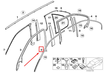 NEW BMW 5 E39 FRONT LEFT DOOR TOP COVERING 8185269 51328185269 ORIGINAL