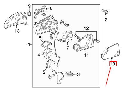 NEW AUDI A4 AVANT B9 FRONT LEFT DOOR MIRROR GLASS 8W0857535F ORIGINAL