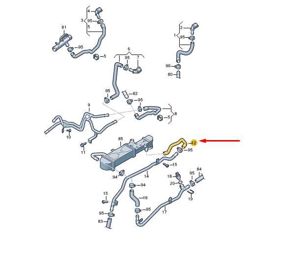 NEW VOLKSWAGEN BEETLE A5 COOLANT HOSE 1K0121051AT ORIGINAL