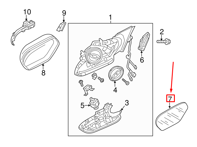 NEW AUDI A6 AVANT C7 FRONT RIGHT DOOR MIRROR GLASS 4G0857536F ORIGINAL