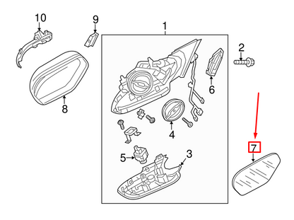 NEW AUDI A6 AVANT C7 FRONT RIGHT DOOR MIRROR GLASS 4G0857536F ORIGINAL