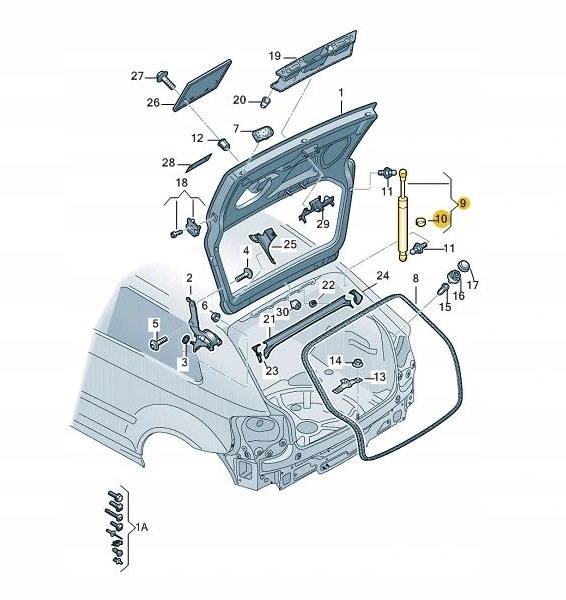 new audi a3 8p rear hatch gas strut 8p4827552c original
