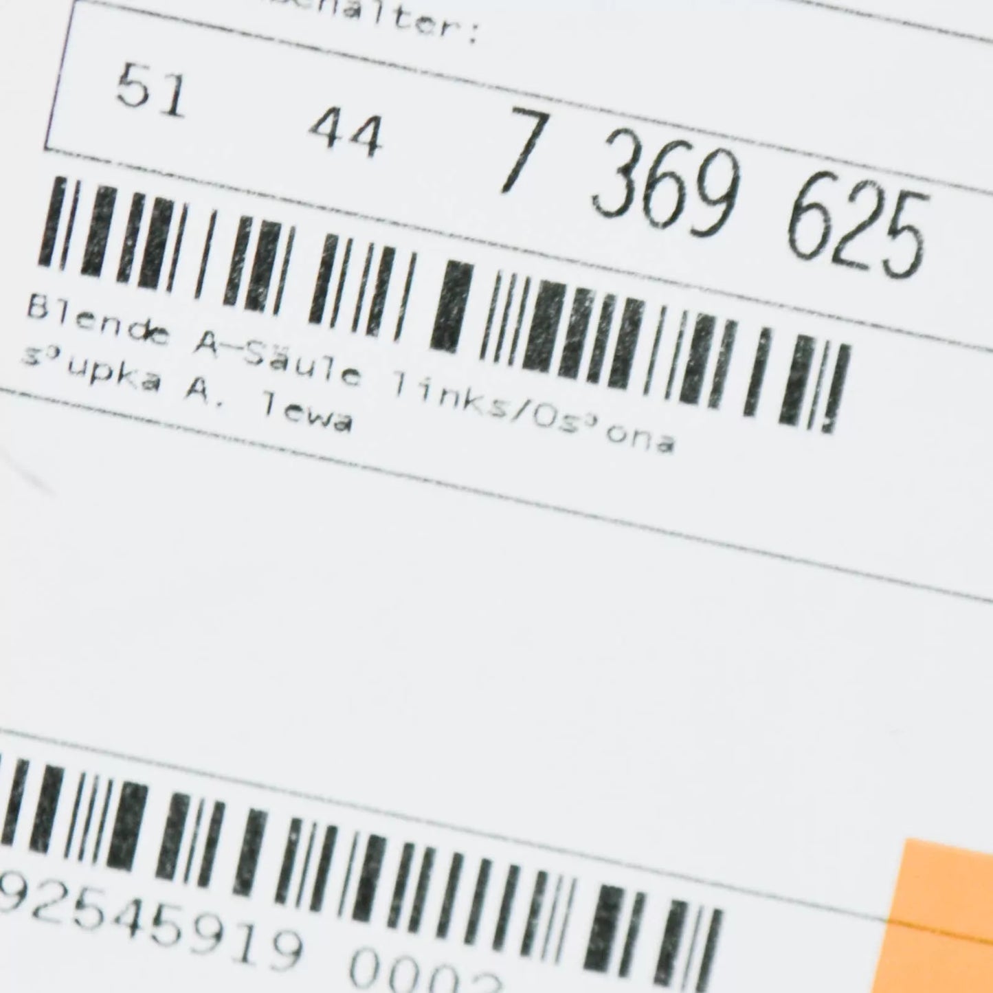 NEW BMW I3 I01 LEFT EXTERIOR COLUMN A COVER 51447369625 7369625 ORIGINAL