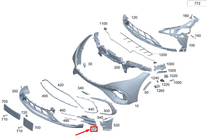 NEW MERCEDES-BENZ EQS V297 FRONT LEFT BUMPER GRILLE A2978852102 ORIGINAL