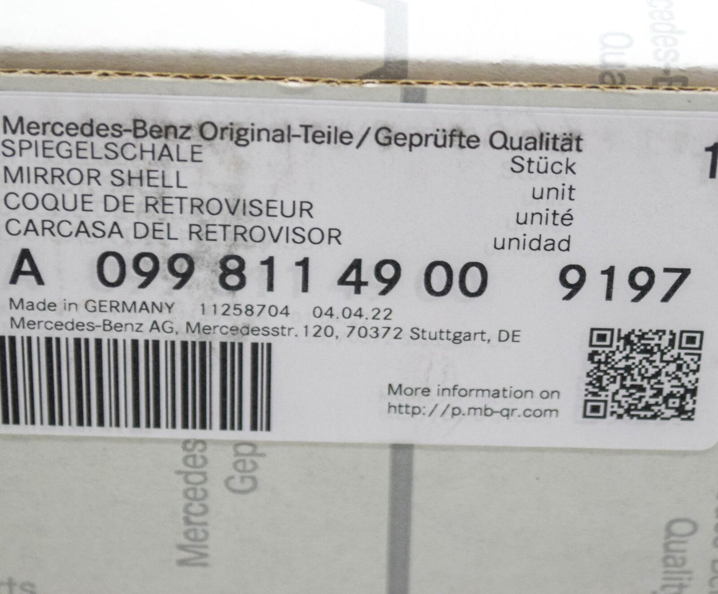 NEW MERCEDES-BENZ C-CLASS W205 LEFT WING MIRROR COVER A09981149009197 ORIGINAL