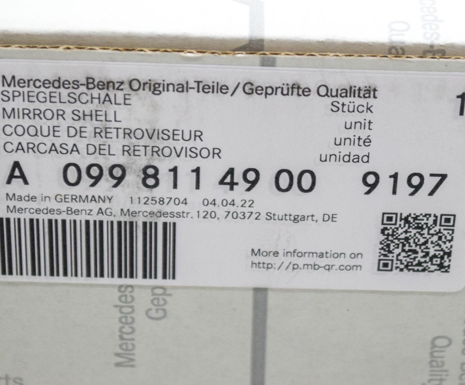 NEW MERCEDES-BENZ C-CLASS W205 LEFT WING MIRROR COVER A09981149009197 ORIGINAL