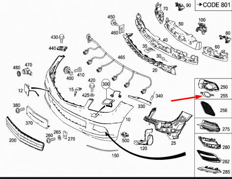 new mercedes-benz c-class w204 left fog light ring trim a2048851774 2010