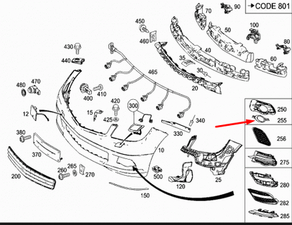 new mercedes-benz c-class w204 left fog light ring trim a2048851774 2010