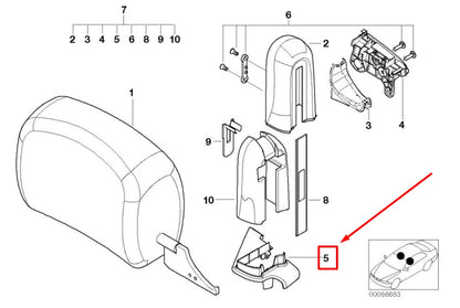 NEW BMW 3 E46 FRONT LEFT SEAT OUTER COVERING 8267423 52108267423 ORIGINAL
