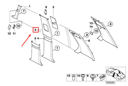 NEW BMW 7 E38 INTERIOR LEFT B-PILLAR COVER 8174463 51438174463 ORIGINAL