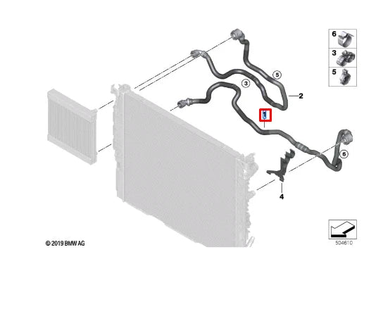 NEW BMW 5 G30 LEFT LOWER WATER COOLANT RADIATOR HOSE 17128602633 ORIGINAL