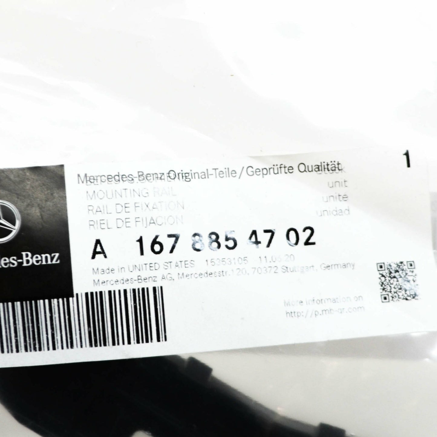 NEW MB GLS X167 FRONT LEFT BUMPER WHEEL ARCH MOUNTING RAIL A1678854702 ORIGINAL