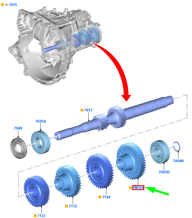 new ford focus mk4 c519 6th speed gear h1br-7m202-afaa 2116568 original