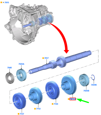new ford focus mk4 c519 6th speed gear h1br-7m202-afaa 2116568 original