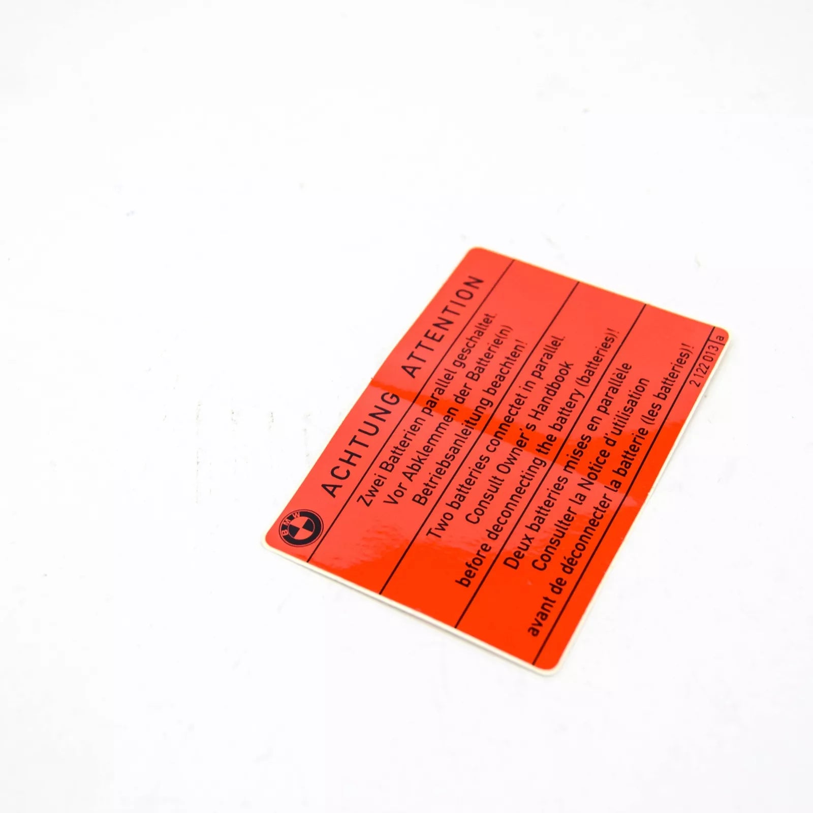 NEW BMW 8 E31 WARNING BATTERY STICKER LABEL 71212122013 2122013 ORIGINAL
