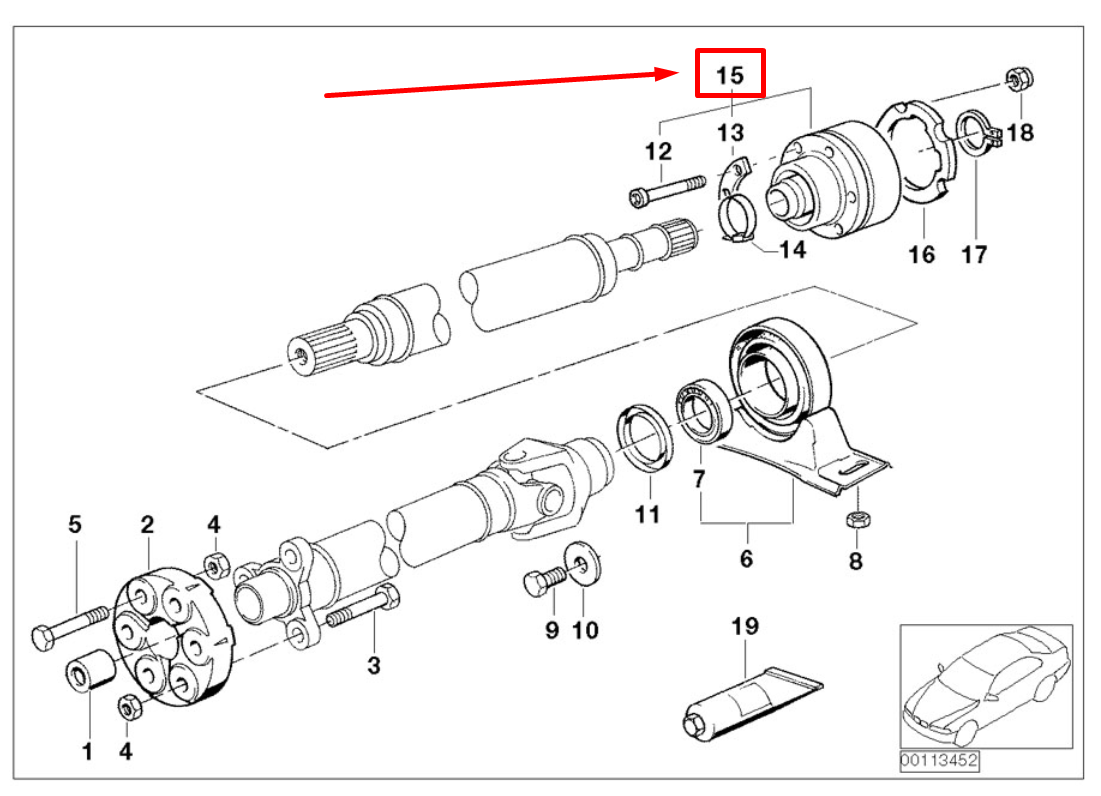 new bmw 5 e39 driveshaft cv joint 26111229522 1229522 original