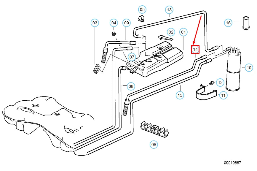 NEW BMW 7 E38 FUEL VENT PIPE 16131184554 1184554 ORIGINAL