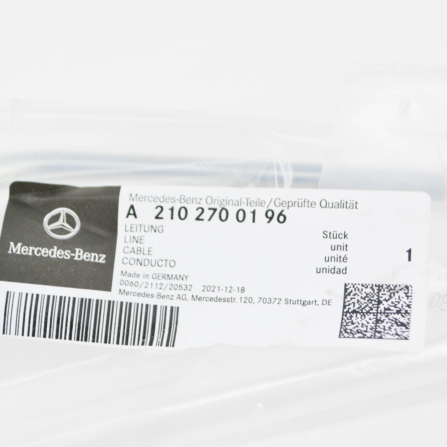 NEW MERCEDES-BENZ E W210 OIL COOLER TO RADIATOR LINE A2102700196 ORIGINAL