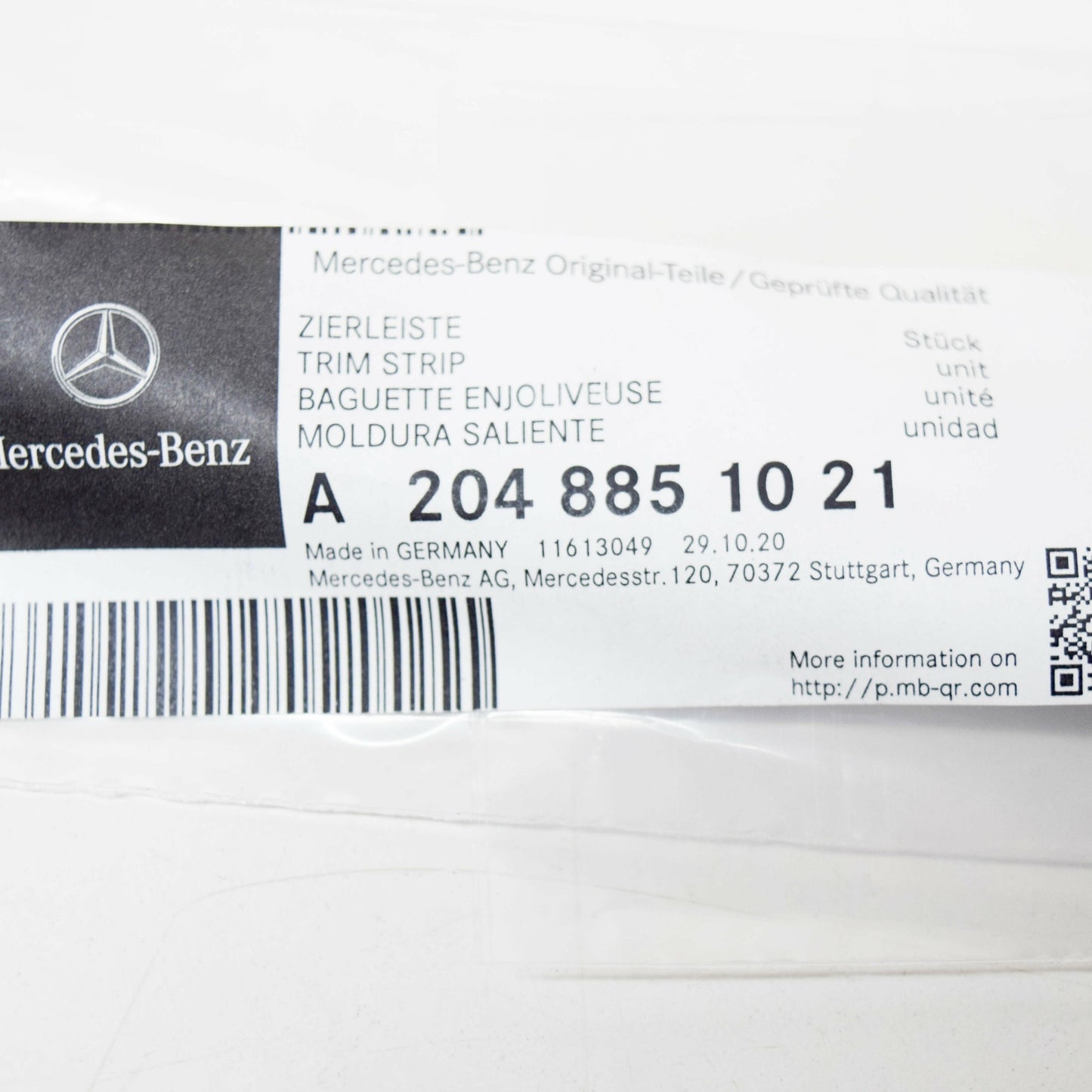 NEW MERCEDES-BENZ C-CLASS W204 REAR BUMPER RIGHT MOLDING A2048851021 ORIGINAL