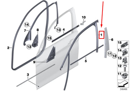 NEW BMW 1 F20 FRONT LEFT DOOR WINDOW GUIDE 7376385 51337376385 ORIGINAL