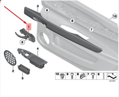 NEW BMW 7 F01 REAR RIGHT INTERIOR DOOR HANDLE 51229116344 9116344 ORIGINAL
