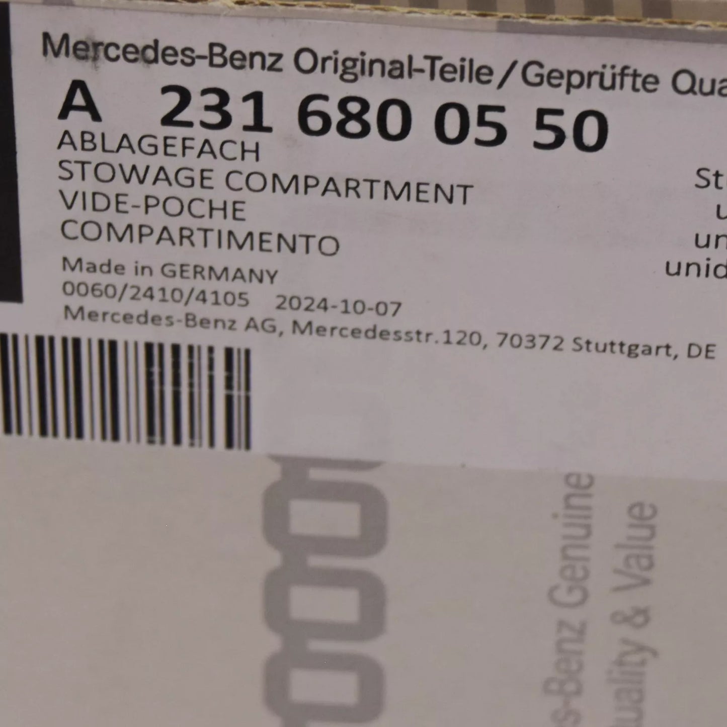 NEW MB SL R231 FRONT CENTRAL CONSOLE STOWAGE COMPARTMENT A2316800550 ORIGINAL