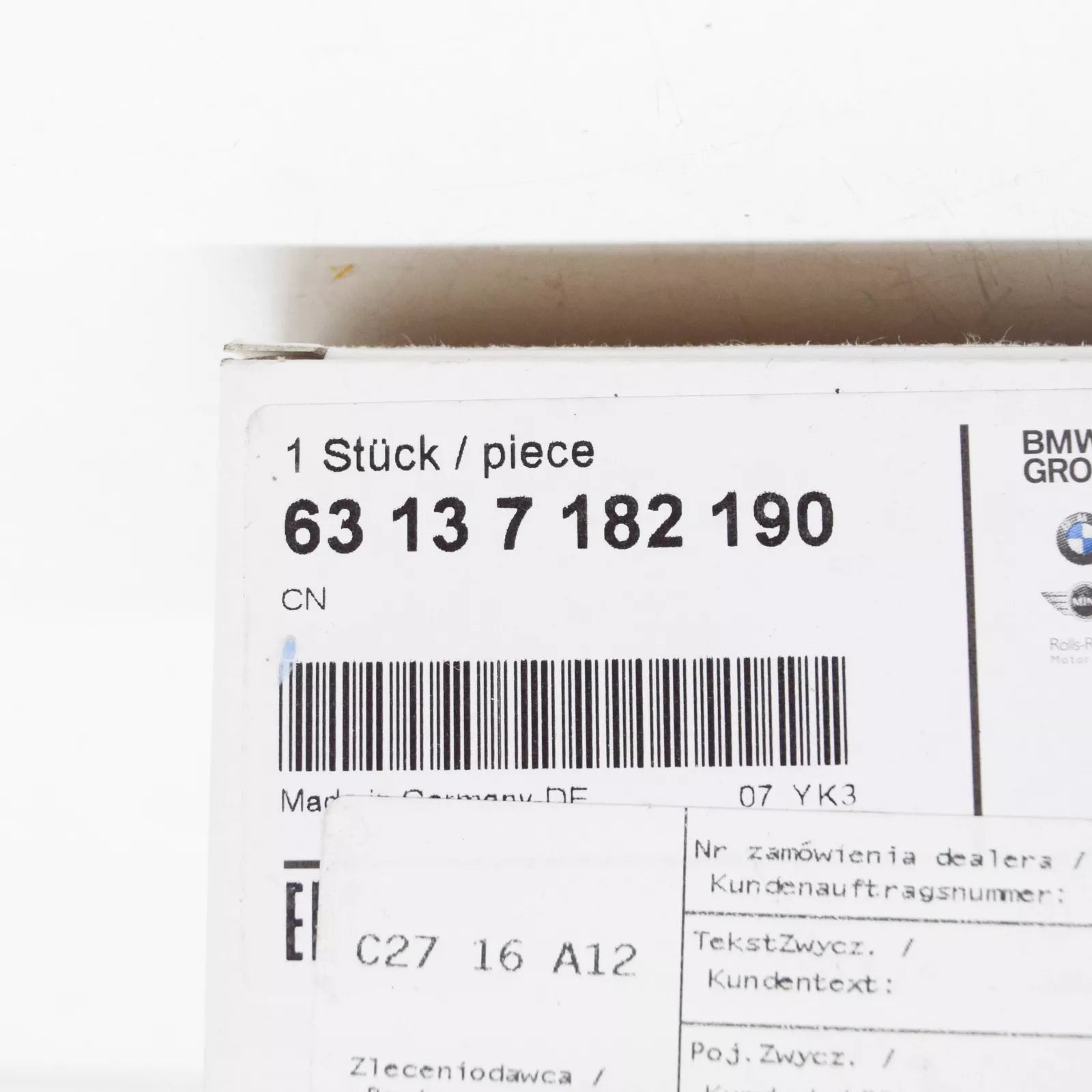 NEW BMW 7 F01 FRONT RIGHT FENDER CHROME TRIM COVER 63137182190 ORIGINAL