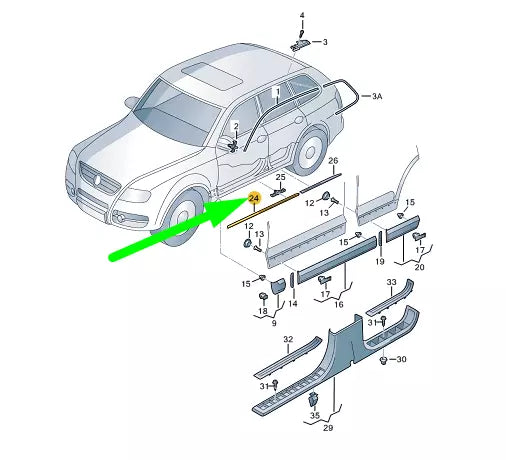 NEW VW TOUAREG 7L FRONT RIGHT DOOR OUTER SILL TRIM STRIP 7L0853538C9B9