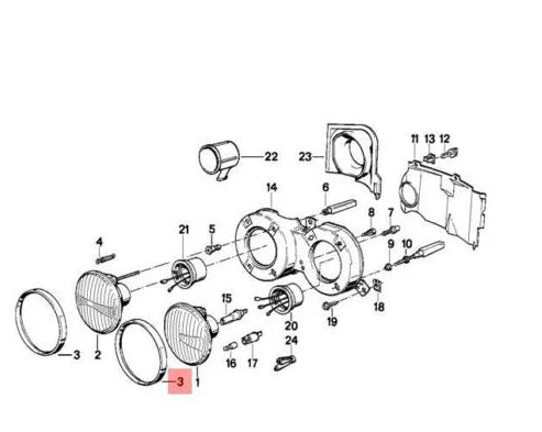 NEW BMW 3 E30 COUPE GLASS HOLDING FRAME HIGH BEAM LEFT 63121370891 ORIGINAL