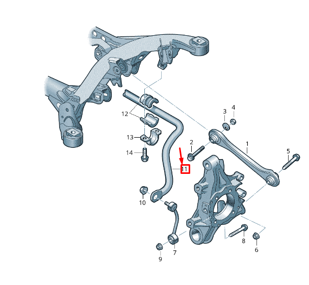 new vw touareg 7p mk2 rear anti roll bar 7p0511025h original