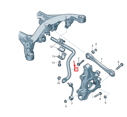 new vw touareg 7p mk2 rear anti roll bar 7p0511025h original