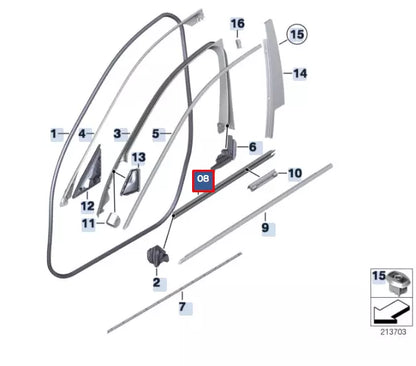 NEW BMW 5 F10 FRONT LEFT DOOR WINDOW STRIP 51337182277 7182277 ORIGINAL