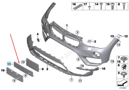 NEW BMW X1 F48 FRONT BUMPER LICENSE NUMBER PLATE 51137354776 7354776 2015