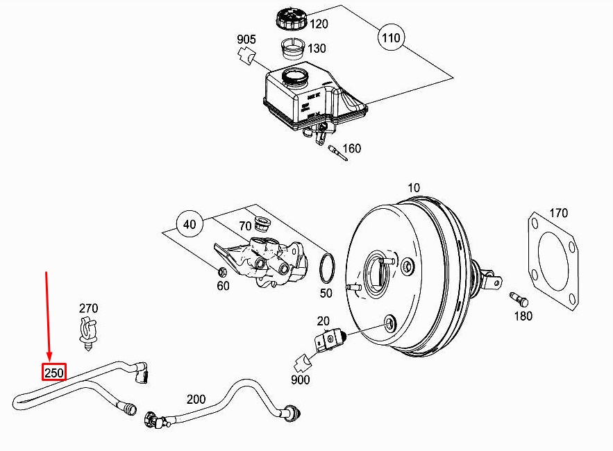 new mercedes-benz gl x166 brake booster vacuum line a1664302029 original