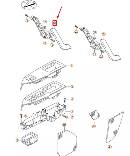 NEW VW TOURAN 1T FRONT RIGHT DOOR GRAB HANDLE COVER LHD 1T0867172C75R ORIGINAL