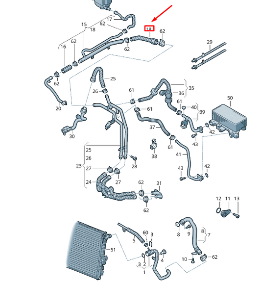 new vw touareg 7p mk2 coolant hose pipe 7p6121109g original