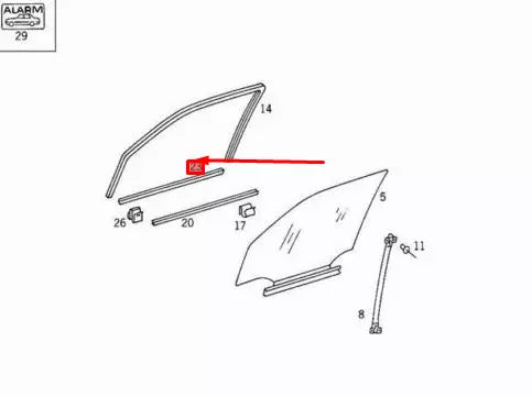 NEW MERCEDES S202 W202 SEDAN WINDOW SEALING RAIL OUTSIDE A2027250065 ORIGINAL