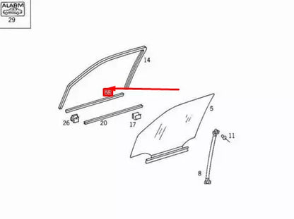 NEW MERCEDES S202 W202 SEDAN WINDOW SEALING RAIL OUTSIDE A2027250065 ORIGINAL