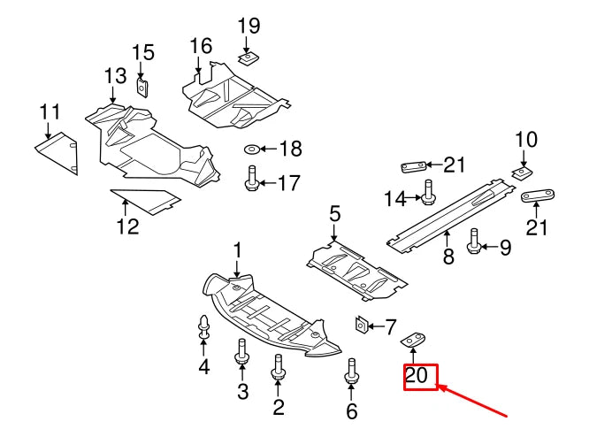 NEW AUDI R8 SPYDER 42 FRONT BELLY PAN BRACKET 420825841 ORIGINAL