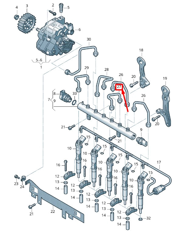 NEW VOLKSWAGEN CRAFTER 2F MK1 FUEL PRESSURE PIPE 076130302
