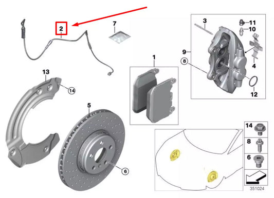 NEW BMW I8 I12 FRONT LEFT BRAKE PAD WEAR SENSOR 6873864 34356873864 ORIGINAL
