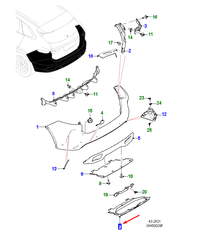 new jaguar f-pace x761 rear bumper undertray cover panel t4a38175 original