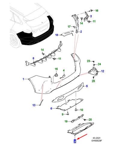 new jaguar f-pace x761 rear bumper undertray cover panel t4a38175 original