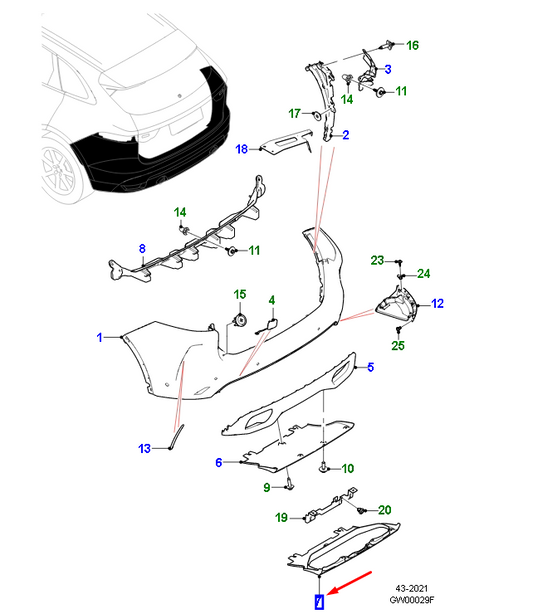 new jaguar f-pace x761 rear bumper undertray cover panel t4a38175 original
